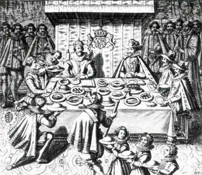 King James Feasting with Spanish Ambassadors (1624) by Melchior Tavernier
